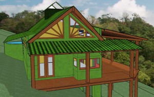 Tropical greenbuilding example from Pura Vida Sunsets Eco Village project in Montezuma