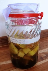 Vinegar started - Pineapple scraps, Tapa Dulce, and water