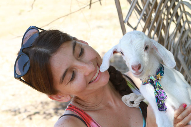Yasmin with Baby Goat